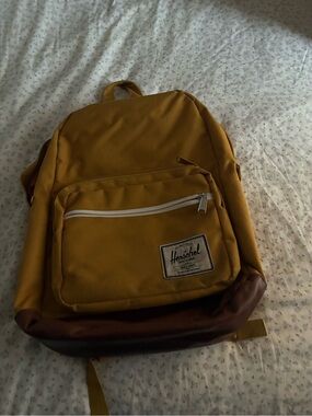 Herschel Mustard Yellow Backpack with Brown Base